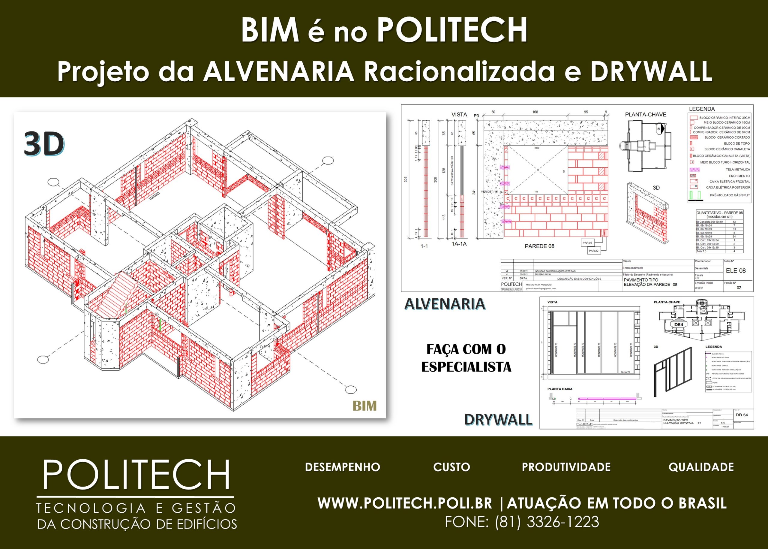 Alvenaria Racionalizada e Drywall - Tecnologia BIM do POLITECH
